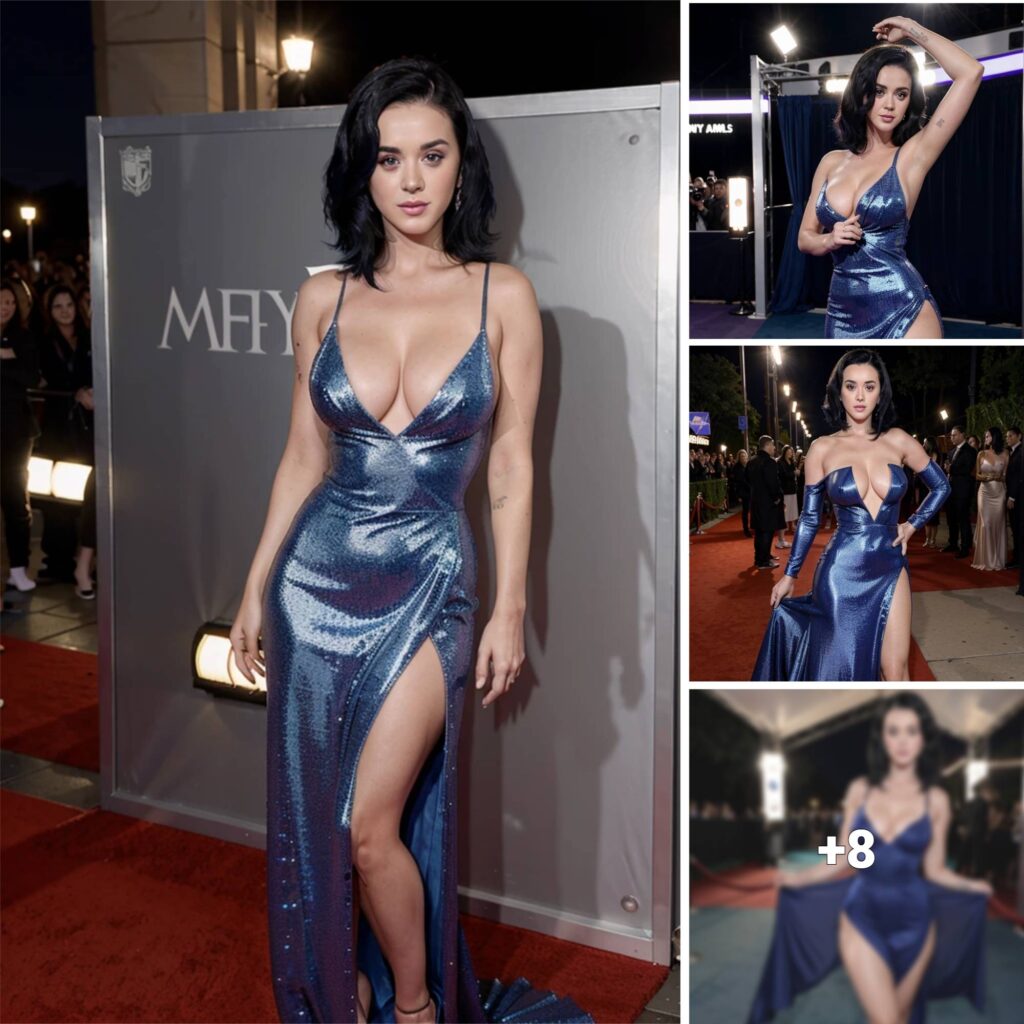 “Radiant in Red: Katy Perry Dazzles in Deep V-Neck Gown on the Red Carpet”